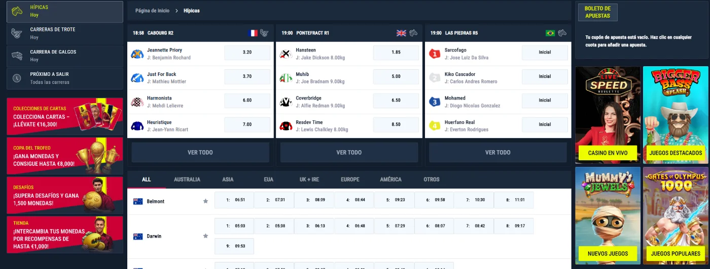 Rabona Casino apuestas hípicas con carreras de caballos, cuotas y eventos deportivos