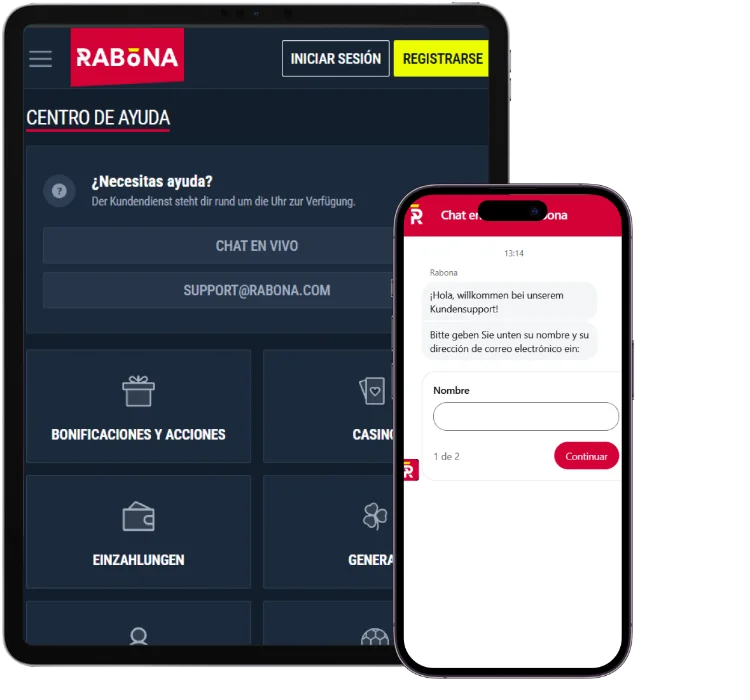 Rabona Casino chat en vivo con atención al cliente y centro de ayuda