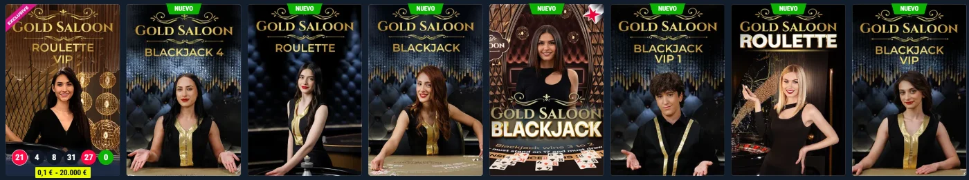 Rabona Casino juegos de casino en vivo con mesas de blackjack y ruleta Gold Saloon